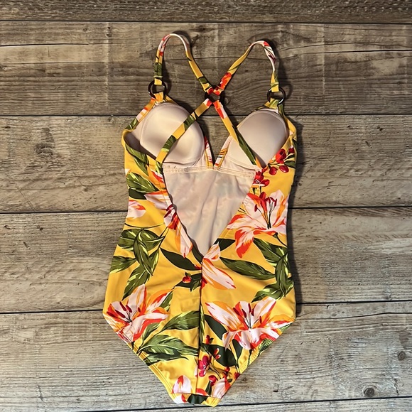 NWOT Kona Sol yellow floral one piece bathing suit - Picture 2 of 3